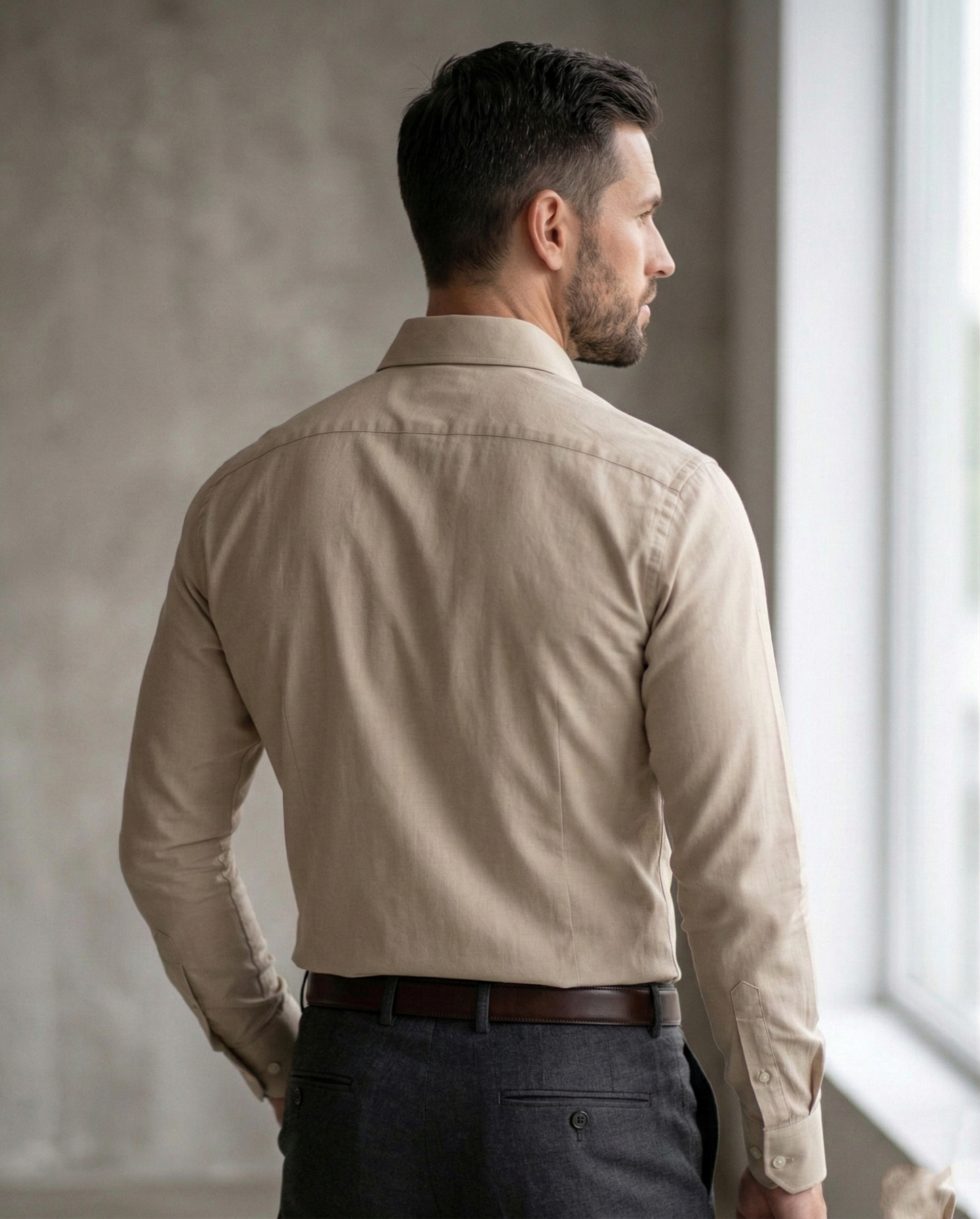 Beige Formal Shirt for Men | Premium Cotton Blend Regular Fit