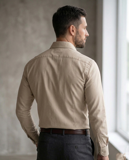 Beige Formal Shirt for Men | Premium Cotton Blend Regular Fit