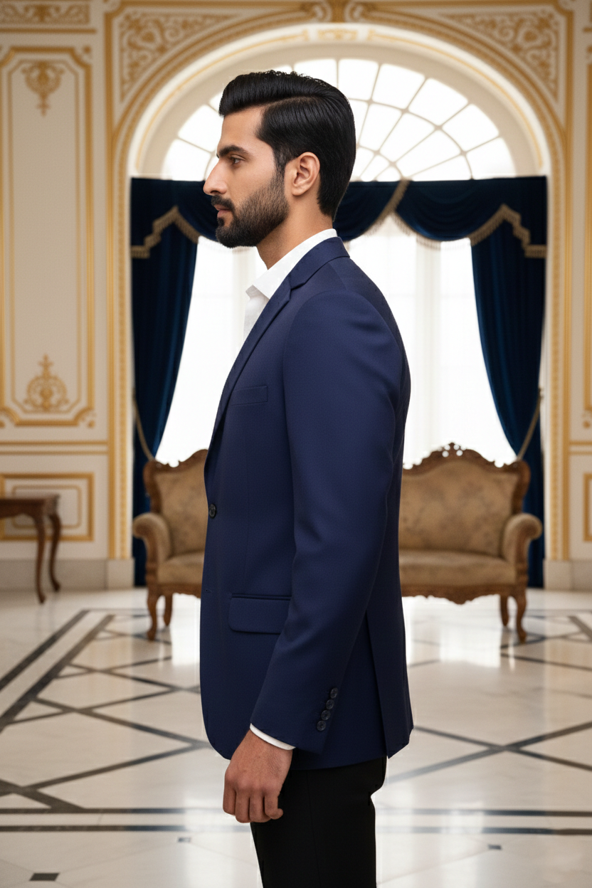 Men's Premium Royal Blue Jacquard Blazer
