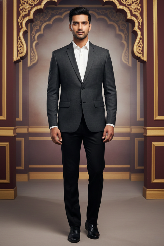 Black Two-Button Formal Suit Jacket