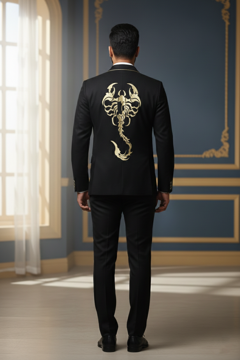Men'sBlack Scorpion Embroidered Blazer