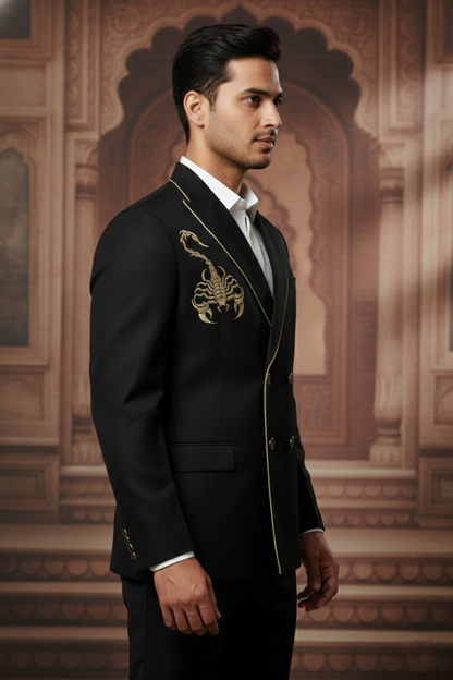 Men'sBlack Scorpion Embroidered Blazer