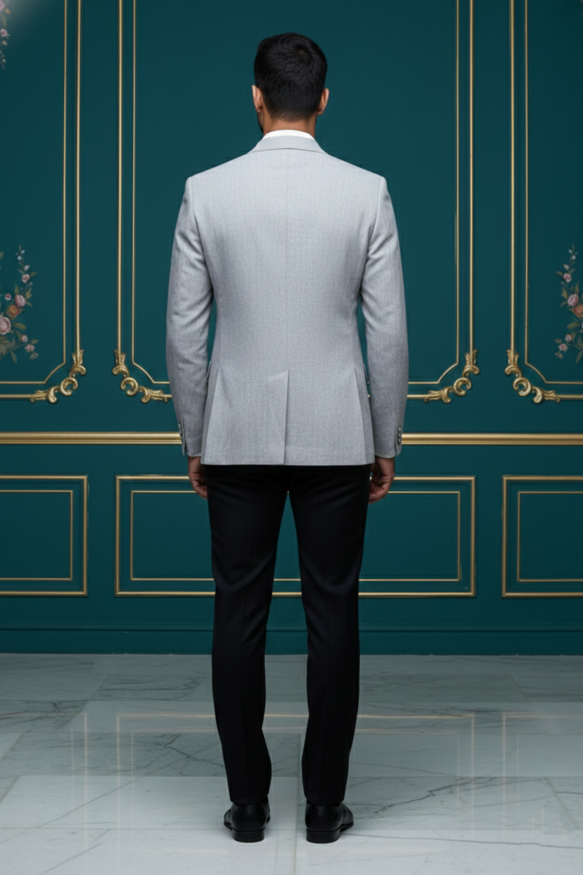 Men'sPremium Light Grey Melange Blazer , Slim-Fit Versatile Formal Jacket for SuVBer Weddings & Business