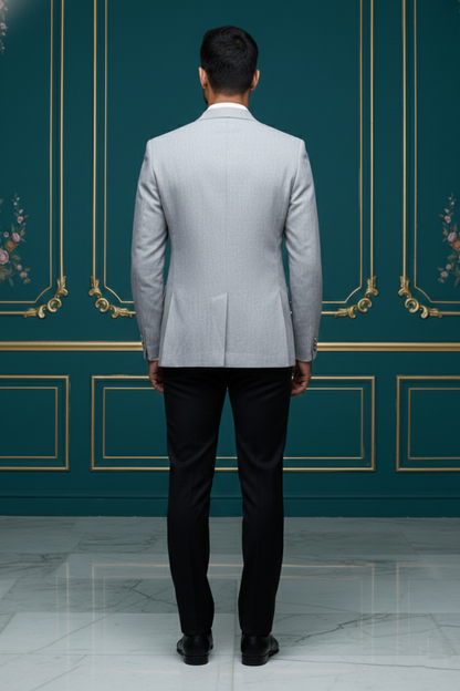 Men'sPremium Light Grey Melange Blazer , Slim-Fit Versatile Formal Jacket for SuVBer Weddings & Business