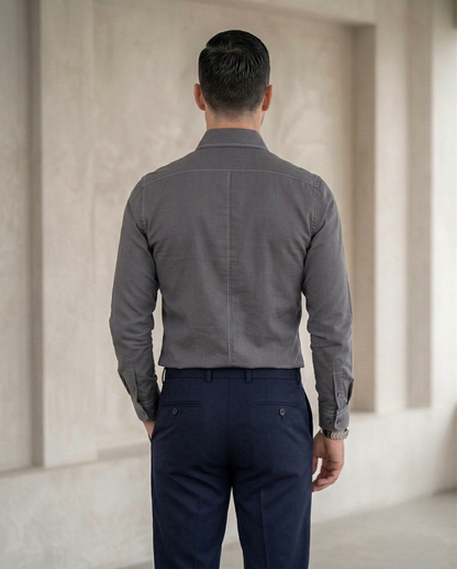 Charcoal Grey Formal Shirt for Men | Premium Cotton Blend Regular Fit