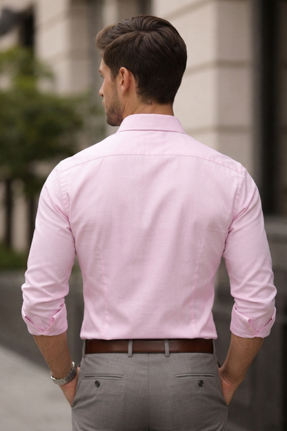 Men'sPink Formal Shirt | Cotton Blend Business & Party Wear Shirt