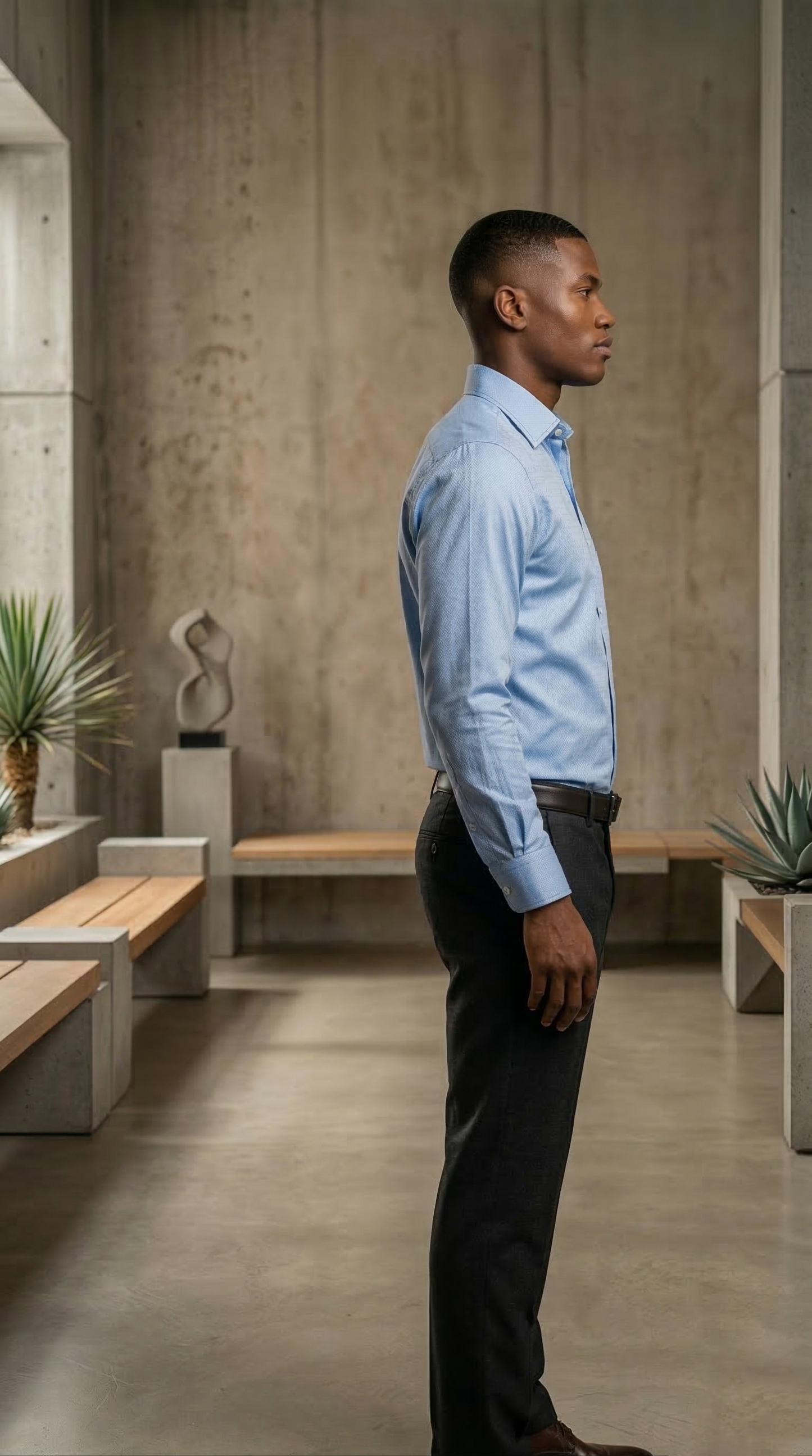 Men'sDesigner Slim-Fit Sky Blue Micro-Jacquard Dress Shirt