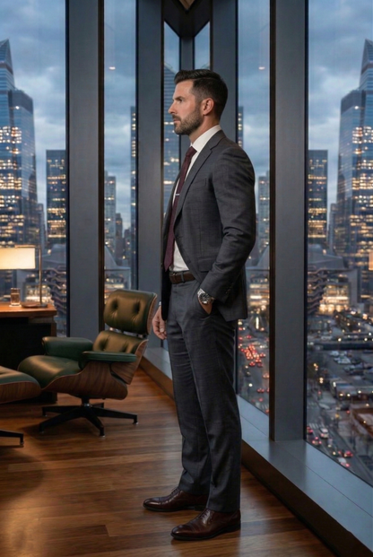 Graphite Grey Executive Business Suit , Sleek Modern Fit
