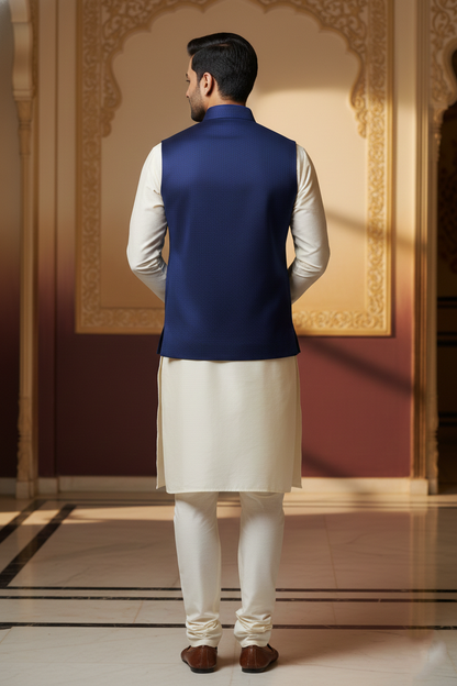 Men’s Dark Blue Nehru Jacket | Classic Ethnic Waistcoat