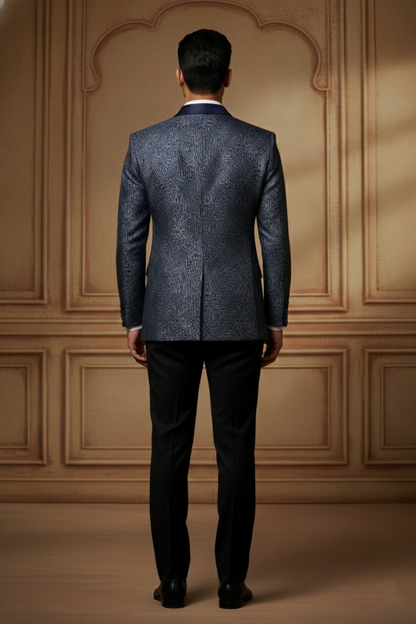Blue Abstract Pattern Shawl Blazer