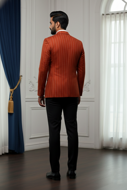 Men'sRust Orange Pinstripe Formal Blazer
