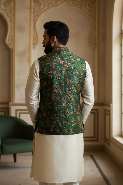 Title: Forest Harmony: The Emerald Botanical Nehru Ensemble