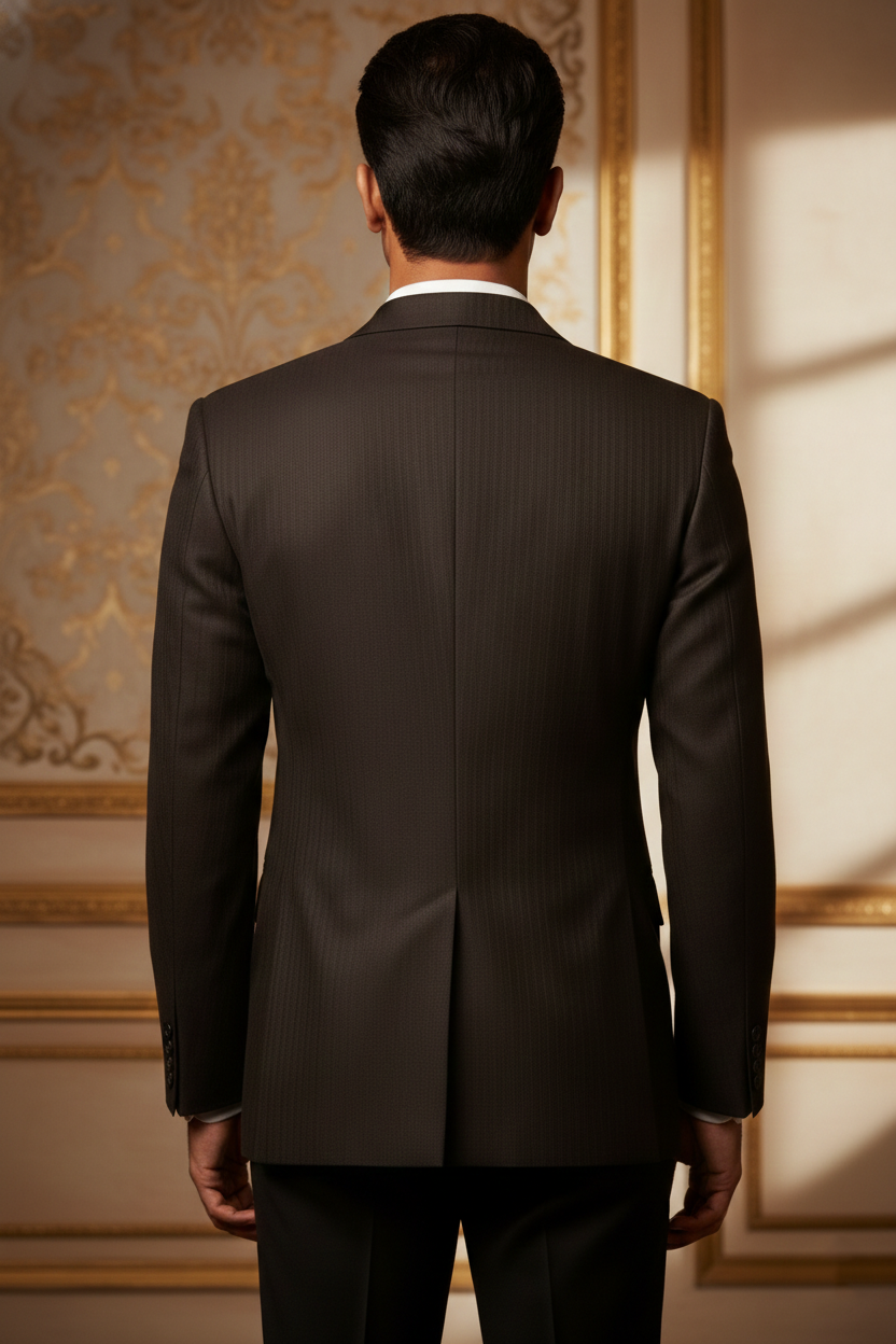 Men'sClassic 3-Button Shadow Stripe Tailored Blazer