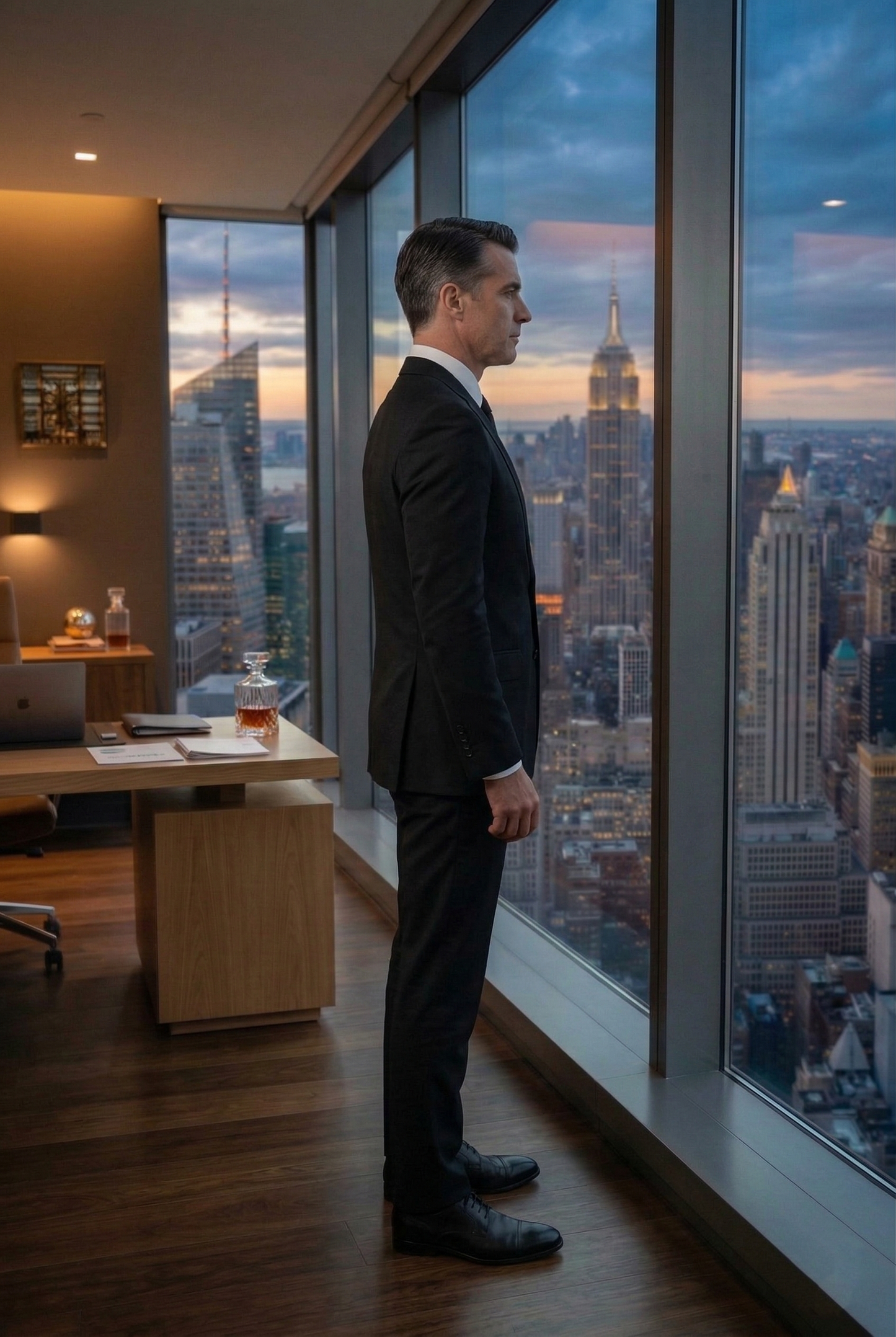 Executive Modern-Fit Business Suit , Midnight Black