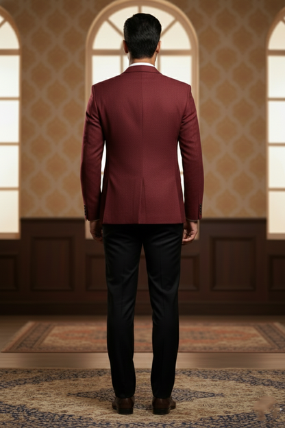 Men's Luxury Maroon Jacquard Blazer