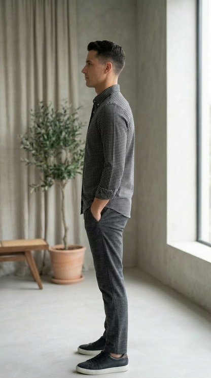 Men'sNavy Blue Checked Casual Shirt