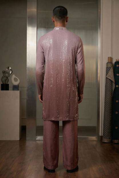 Mauve Ombré Sequin Designer Kurta Pajama with Mirror Work