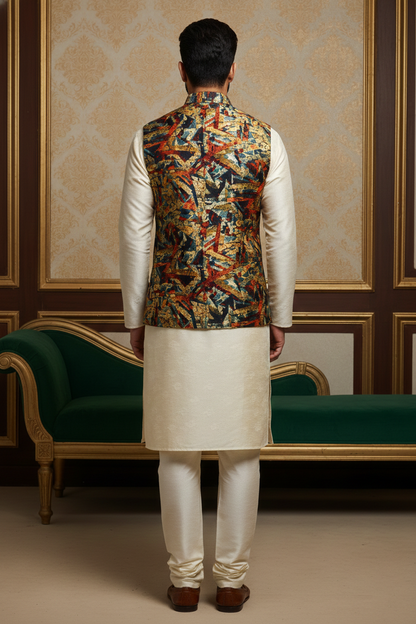 Artisanal Fusion: The Modernist Geometric Nehru Jacket
