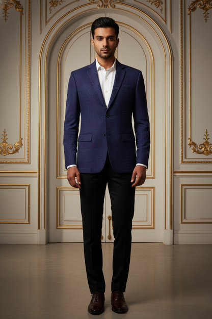 Men's Premium Blue Jacquard Slim Fit Blazer