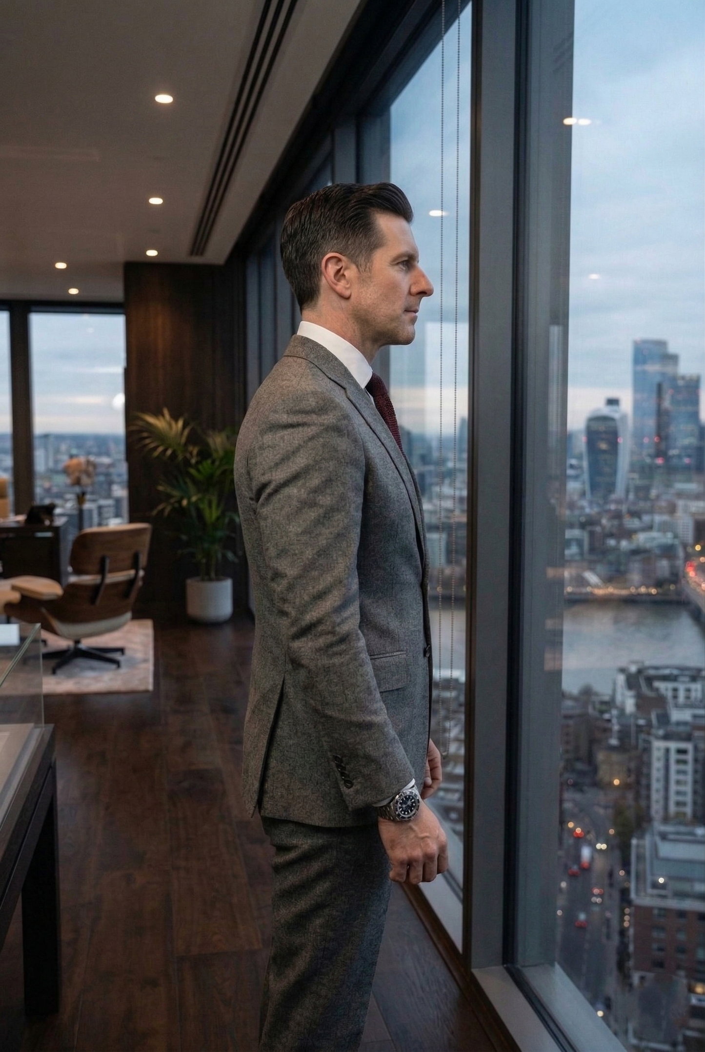 Bespoke Charcoal Grey Business Suit , Slim Executive Fit