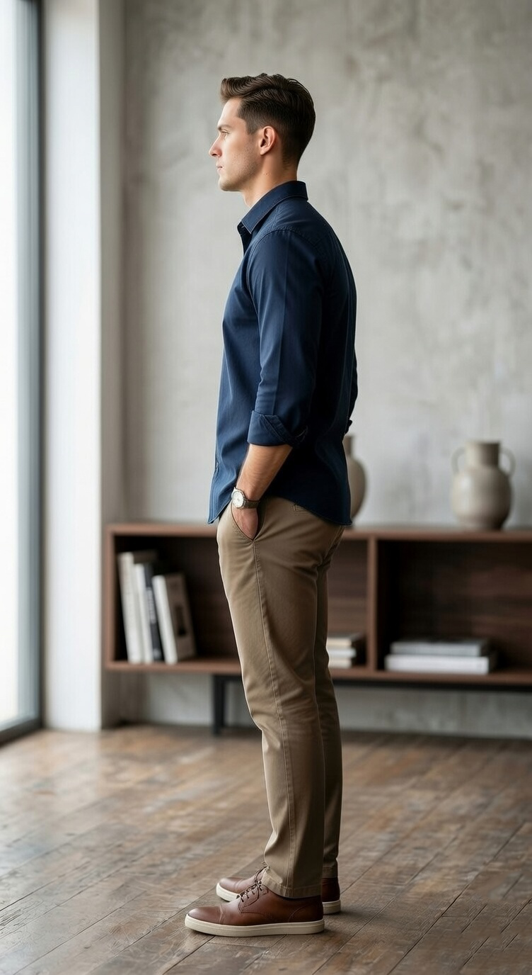 Men'sCasual Button-Down Oxford in Midnight Navy