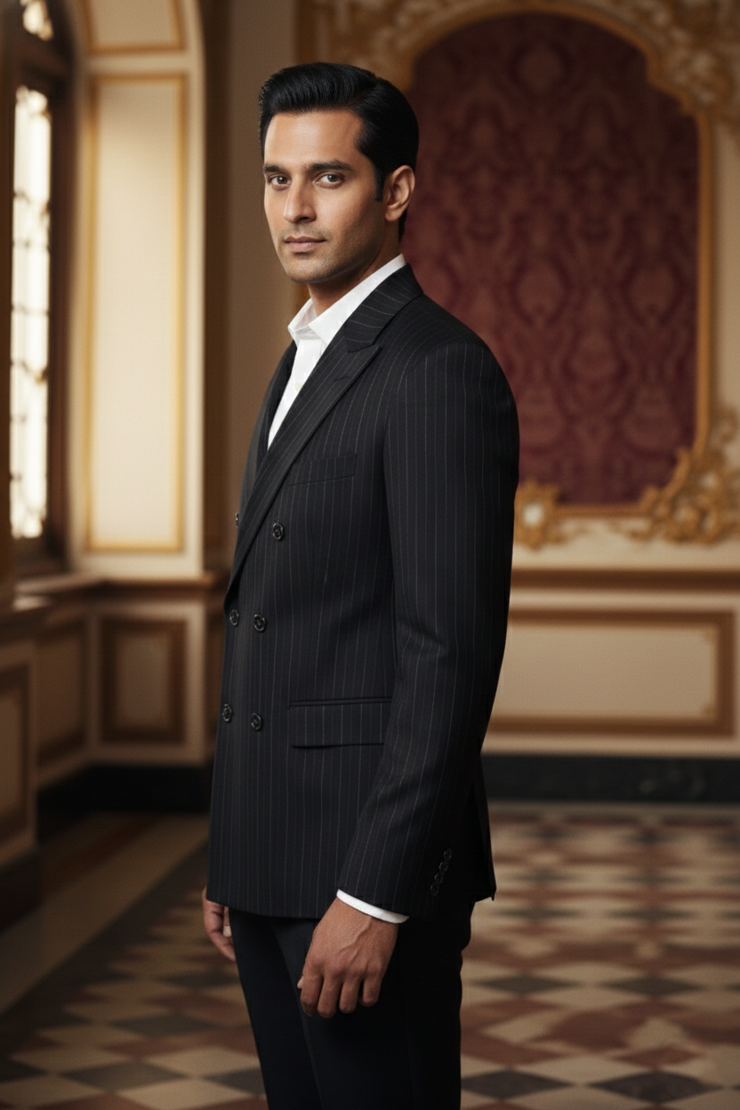 Classic Pinstripe Double-Breasted Suit