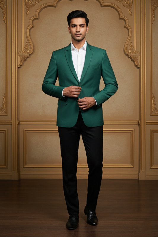 Men's Emerald Green Jacquard Premium Blazer