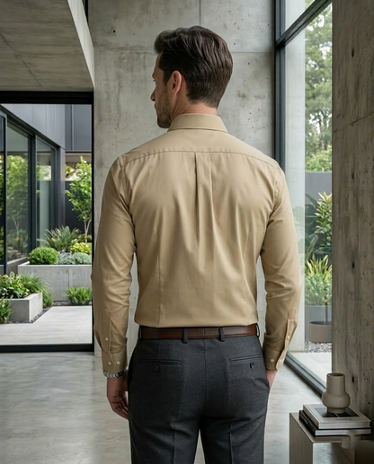 Khaki Formal Shirt for Men | Premium Cotton Blend
