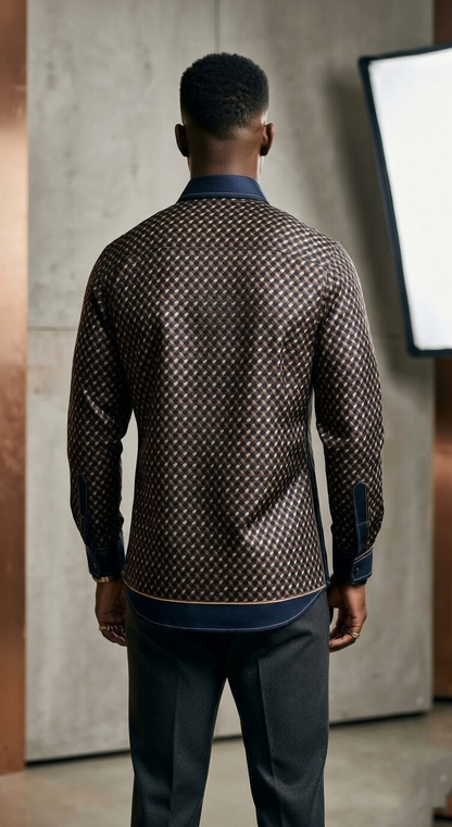 Men'sDesigner Engineered Silk-Sateen Scarf-Print Shirt