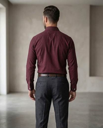 Wine Color Formal Shirt for Men | Premium Cotton Blend Regular Fit