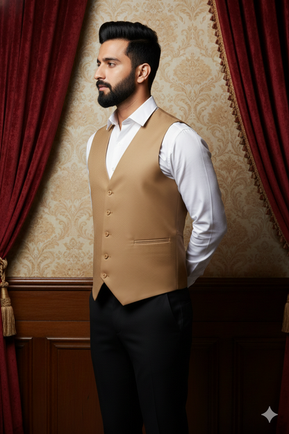 Men's Premium Camel Brown 3-Piece Suit