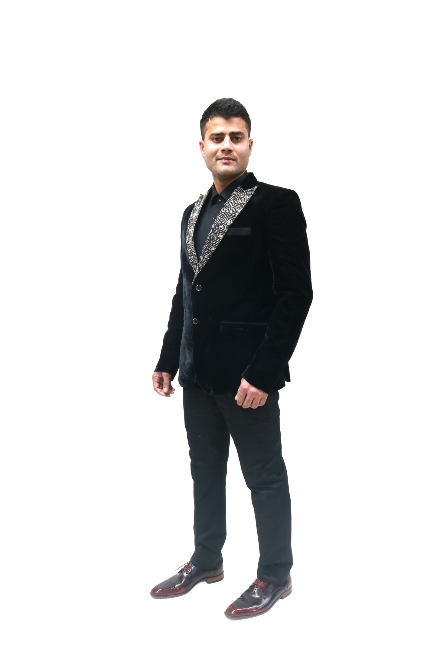 Embroidery Jacket - Elegant Hand-Embroidered Black Velvet Blazer with Premium Beads, Ideal for Weddings & Parties, Unique Gift for Him"