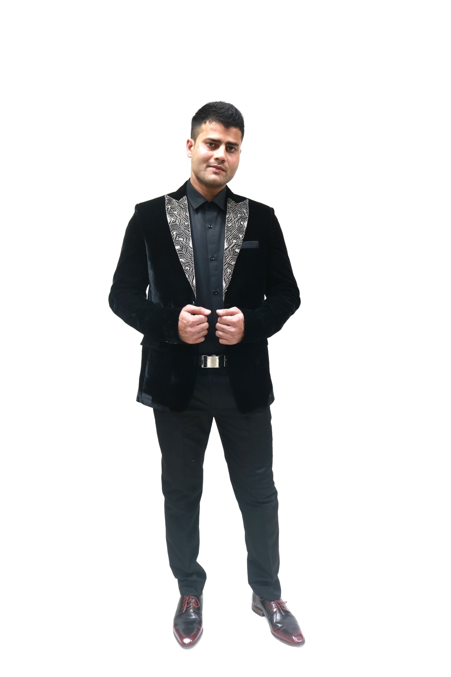 Embroidery Jacket - Elegant Hand-Embroidered Black Velvet Blazer with Premium Beads, Ideal for Weddings & Parties, Unique Gift for Him"