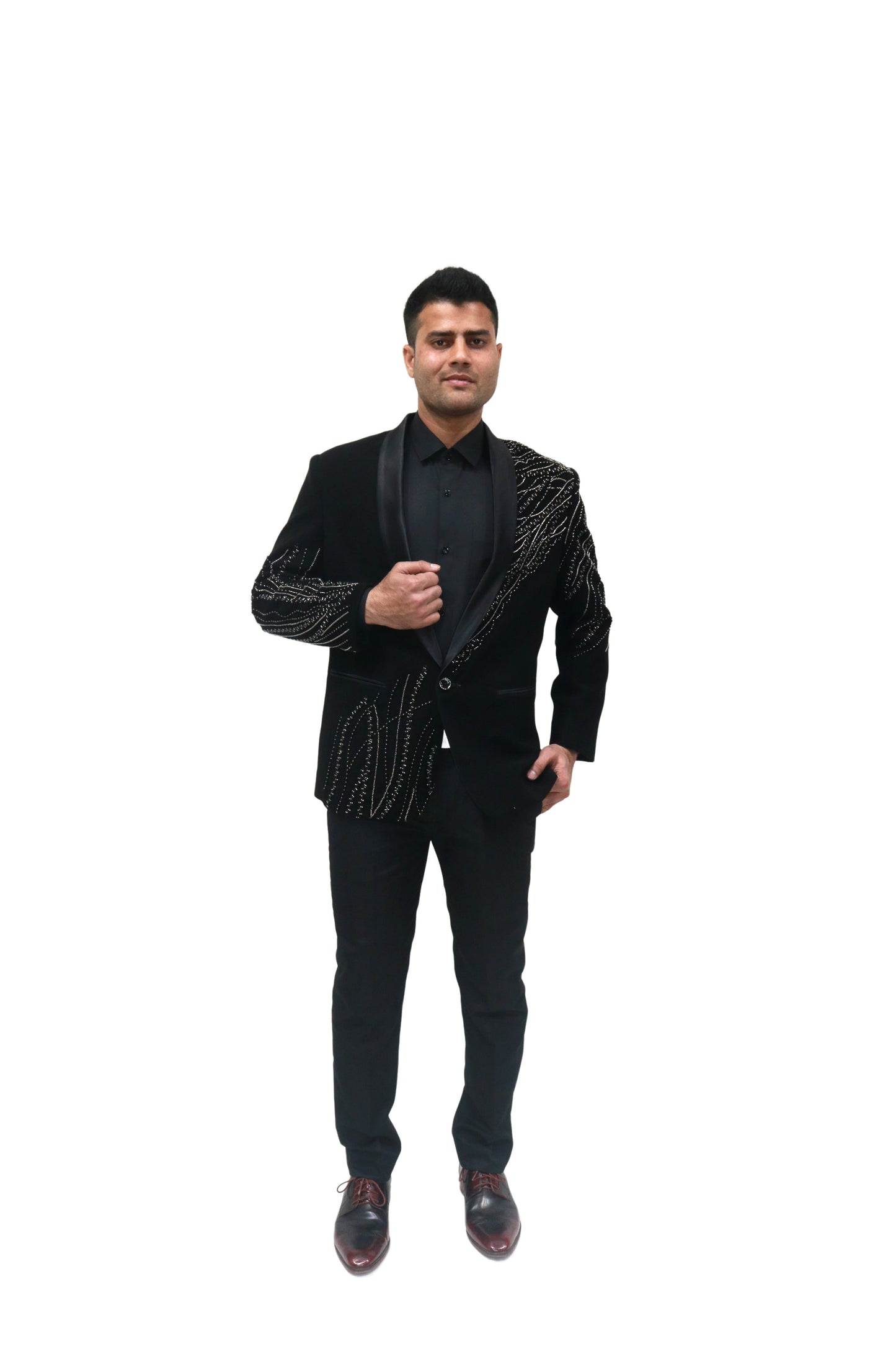 Hand Embroidered Black velvet blazer, with high quality beads. Perfectly crafted .Perfect for wedding Occasion or Party wear