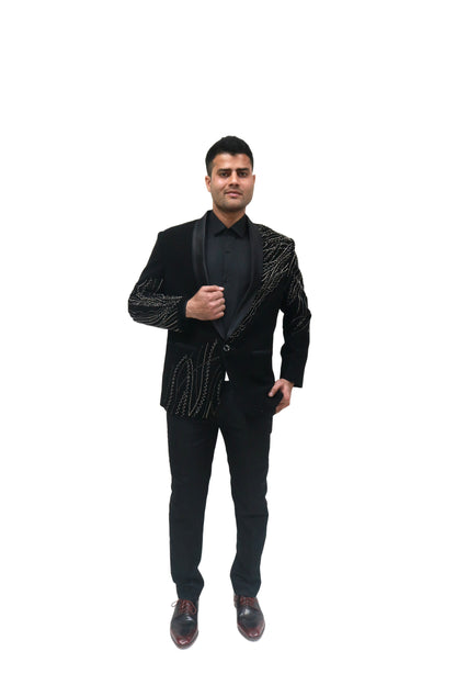 Hand Embroidered Black velvet blazer, with high quality beads. Perfectly crafted .Perfect for wedding Occasion or Party wear
