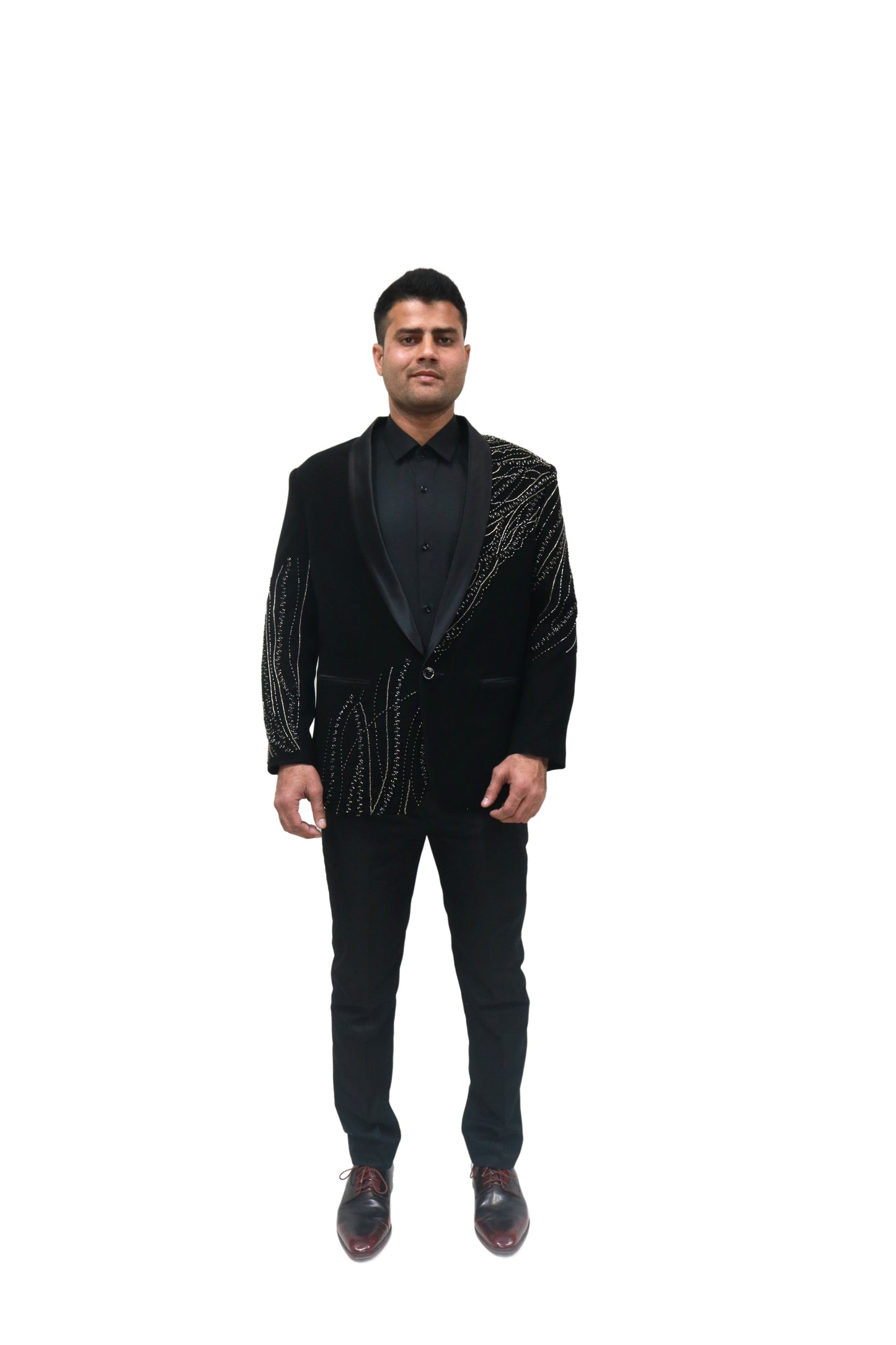 Hand Embroidered Black velvet blazer, with high quality beads. Perfectly crafted .Perfect for wedding Occasion or Party wear