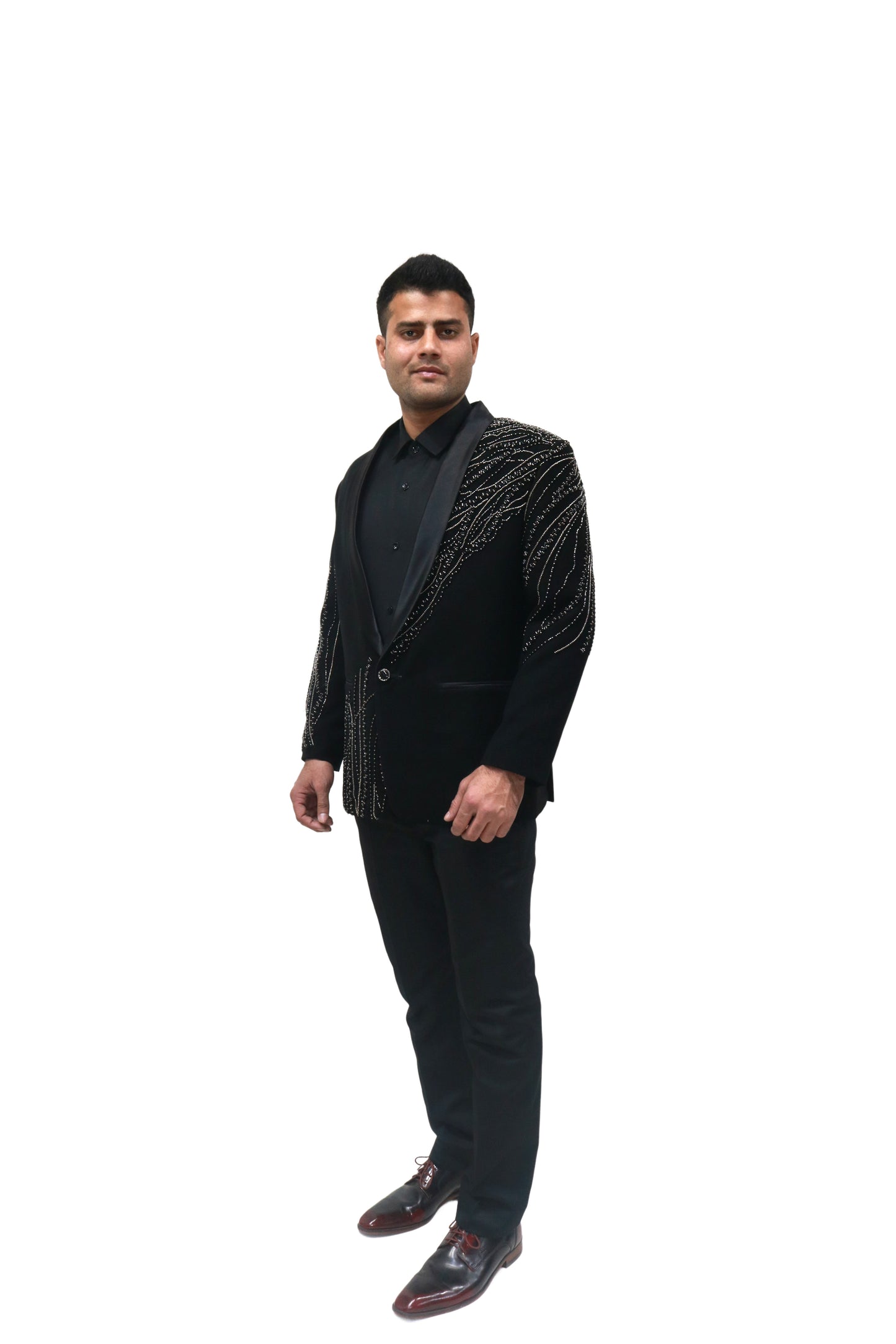 Hand Embroidered Black velvet blazer, with high quality beads. Perfectly crafted .Perfect for wedding Occasion or Party wear