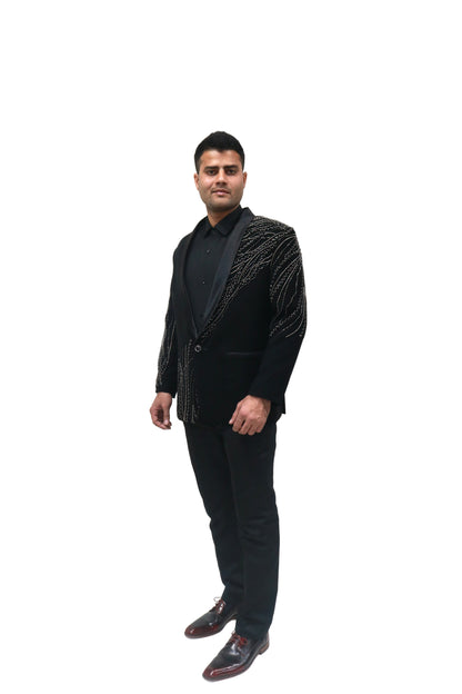 Hand Embroidered Black velvet blazer, with high quality beads. Perfectly crafted .Perfect for wedding Occasion or Party wear