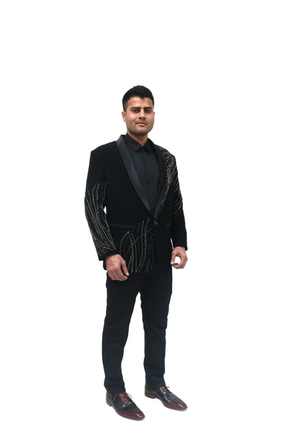 Hand Embroidered Black velvet blazer, with high quality beads. Perfectly crafted .Perfect for wedding Occasion or Party wear