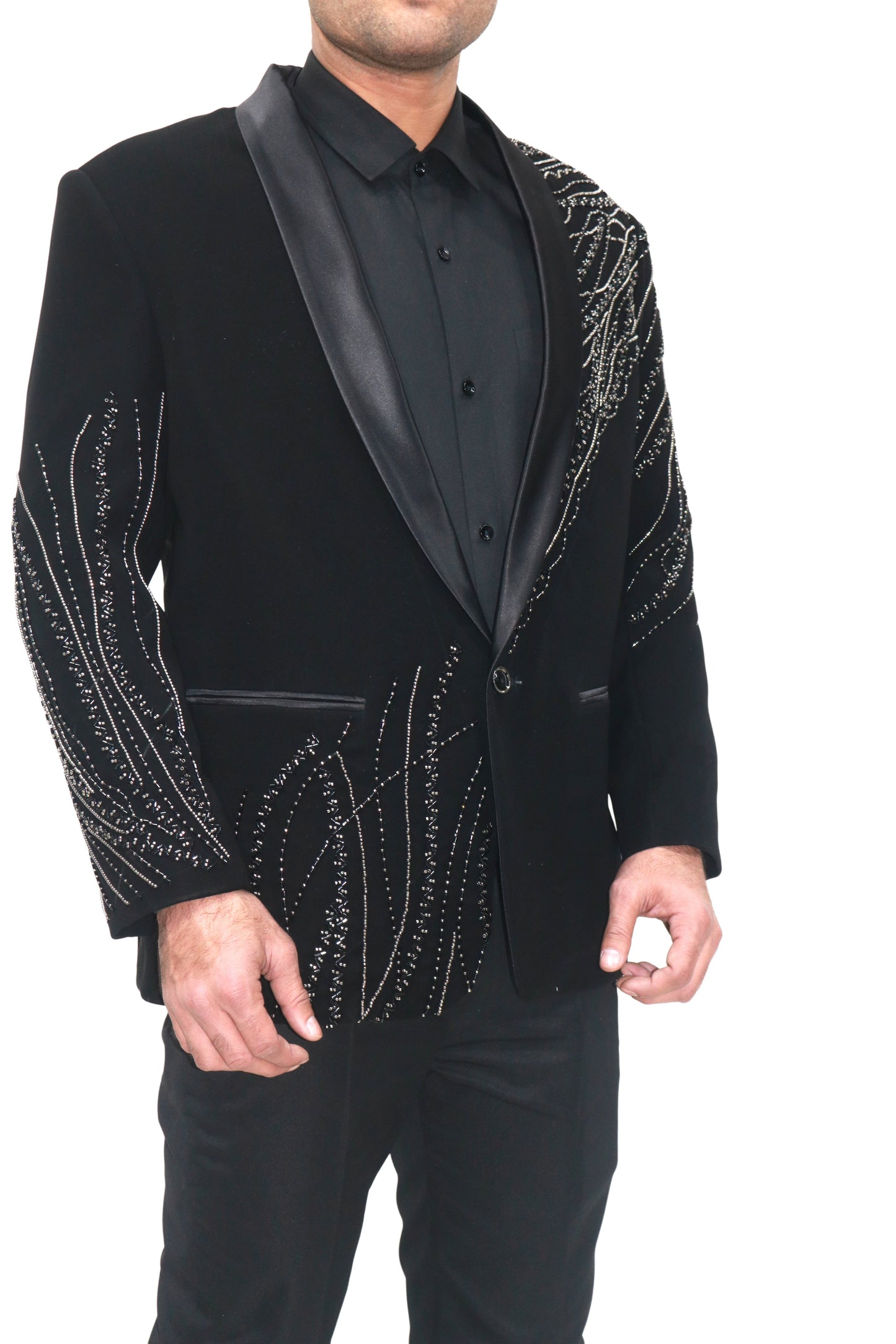 Hand Embroidered Black velvet blazer, with high quality beads. Perfectly crafted .Perfect for wedding Occasion or Party wear
