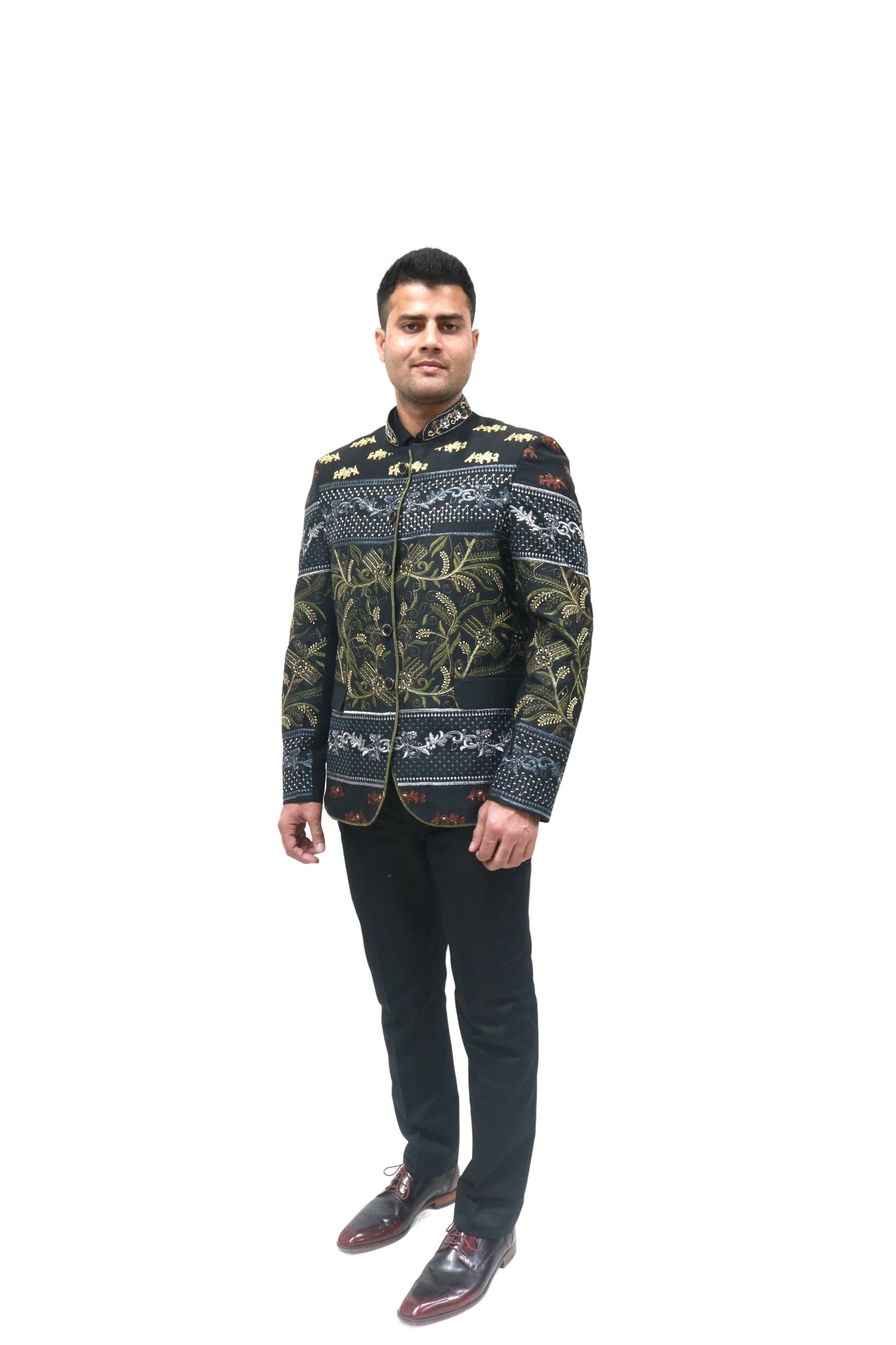 Intricate Elegance: A Hand-Embroidered Blazer Botanical Beauty: A Floral Embroidered Jacket Night Bloom: A Dark & Dramatic Embroidered Blazer Majestic Motif: A Regal Embroidered Jacket