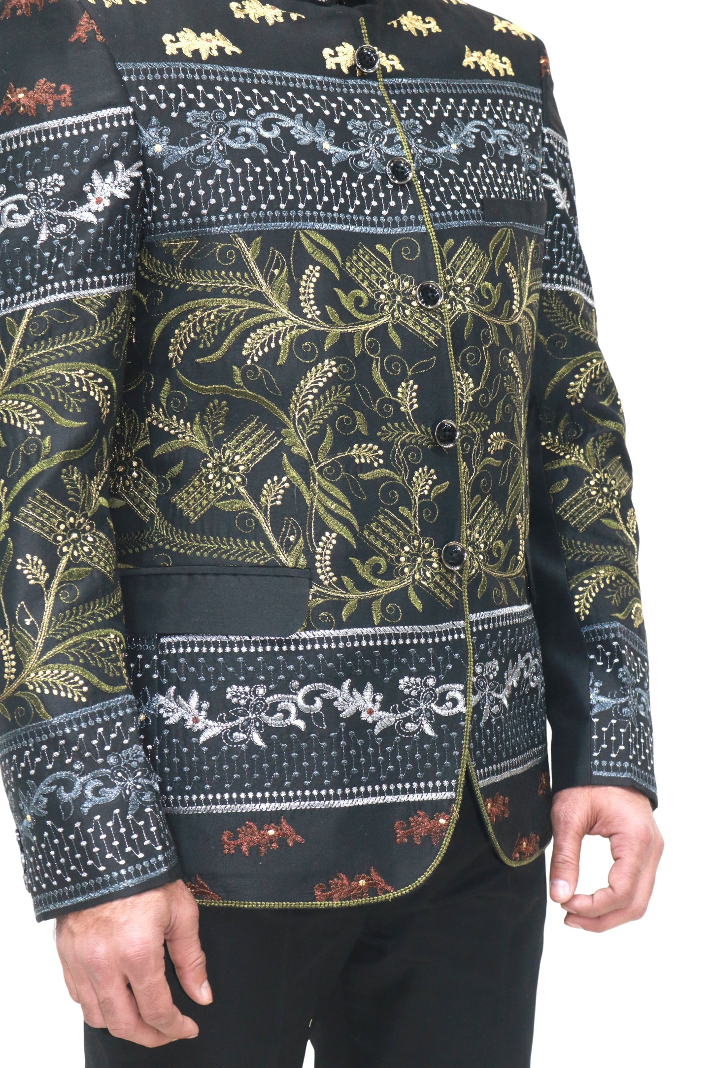 Intricate Elegance: A Hand-Embroidered Blazer Botanical Beauty: A Floral Embroidered Jacket Night Bloom: A Dark & Dramatic Embroidered Blazer Majestic Motif: A Regal Embroidered Jacket
