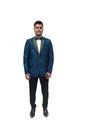 Ron Tomson Metallic Foil ShiVBer Tuxedo Jacket in Cobalt Blue