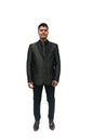 Men's Black & Gold Printed Tuxedo with Satin Lapels - Party Wear Suit