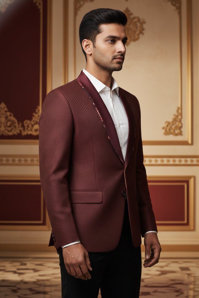 The Crimson Vanguard: Sculpted Elegance in Textured Maroon