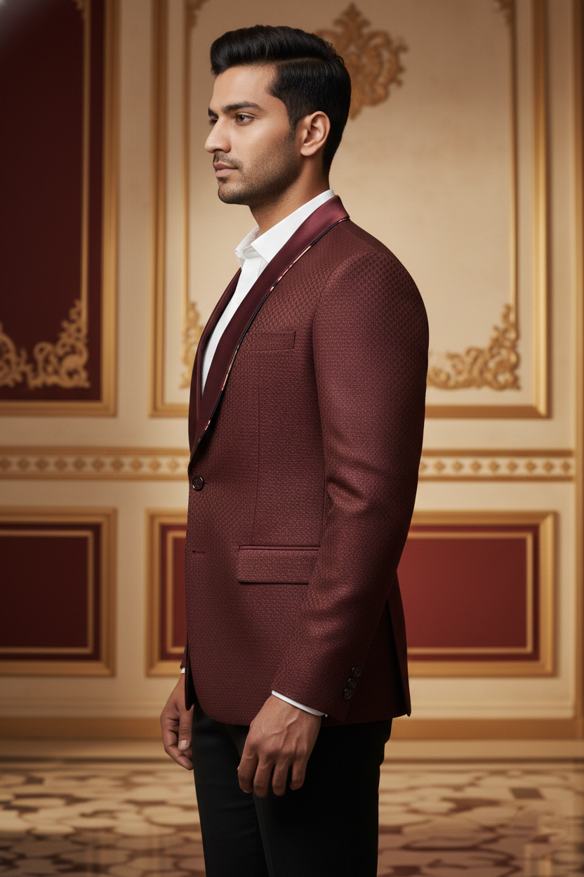 The Crimson Vanguard: Sculpted Elegance in Textured Maroon