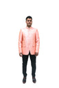 Men's Banarasi Rayon Cotton Pink Bandhgala - Traditional Indian Wedding Wear