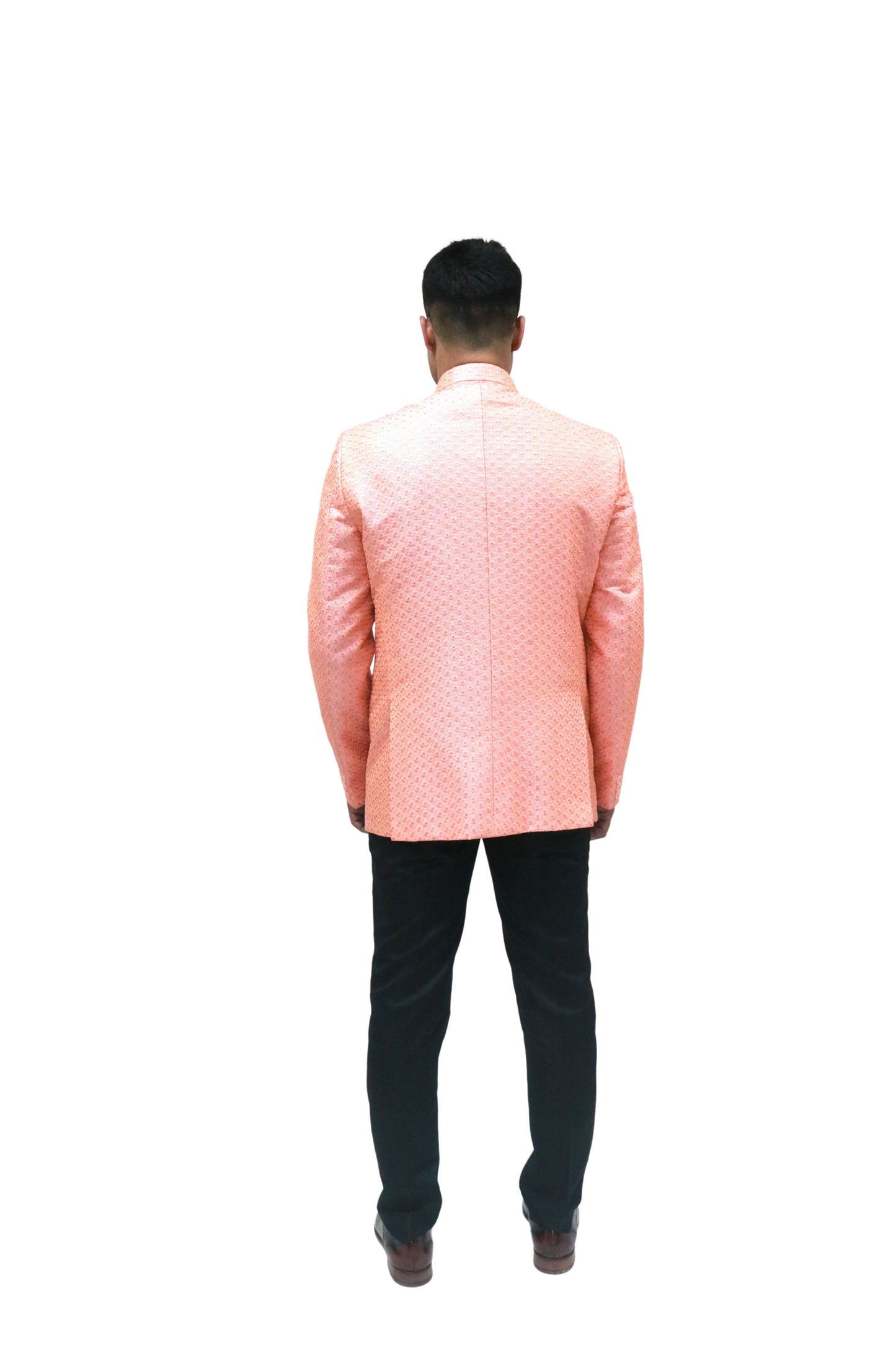 Men's Banarasi Rayon Cotton Pink Bandhgala - Traditional Indian Wedding Wear