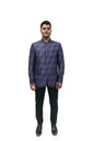 Handmade Men's Black, brown and blue Jacquard Silk Jacket and black trouser combo Perfect for wedding Occasion or Party wear