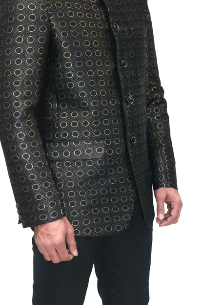 Handmade Men's Black on black Jacquard Silk Jacket and black trouser combo Perfect for wedding Occasion or Party wear